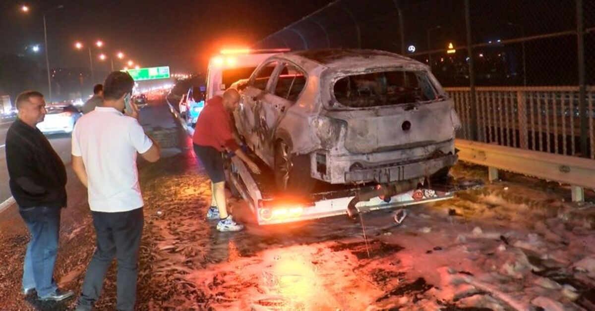 Kağıthane’de seyir halindeki otomobil alev alev yandı